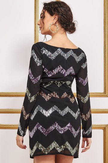 Goddiva Sequin Zig Zag Shift Mini Dress Goddiva